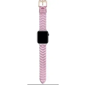 ?TED BAKER LONDON- Chevron Metallic Pink Leather Apple Watch Strap Pink Leather Apple Watch Band | SOUTH BEACH Bullstrap® main image 3